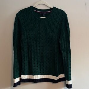 Tommy Hilfiger Dark Green Cable Knit Crewneck Sweater